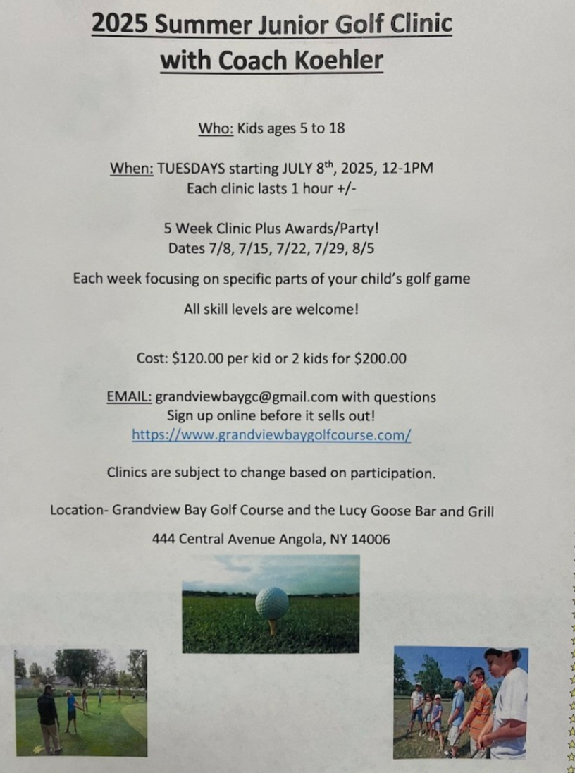 Junior Summer Golf Clinic 2 Children $200 Grandview Bay Golf Course